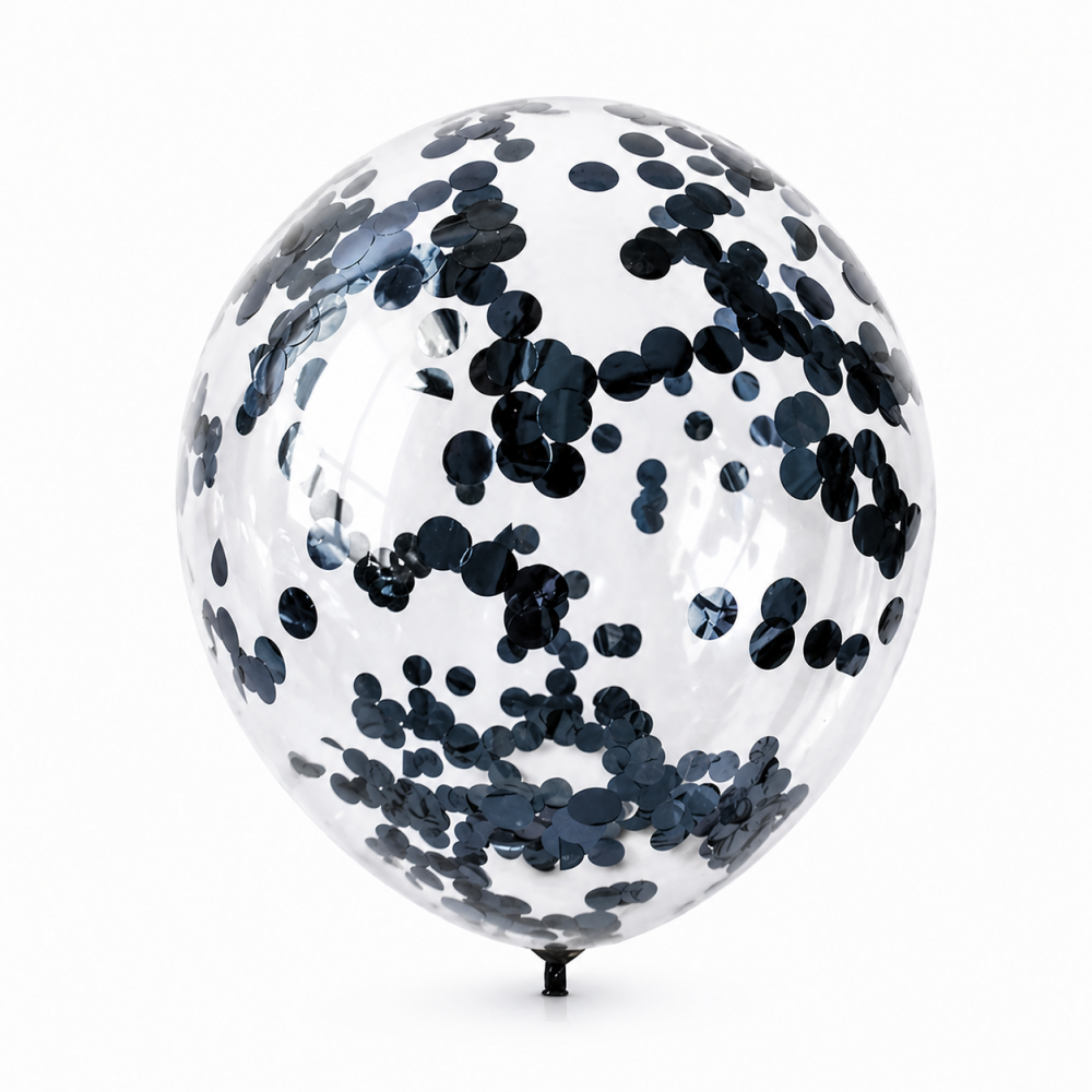 12 Inch Standard Confetti Balloon Black (1PCS)