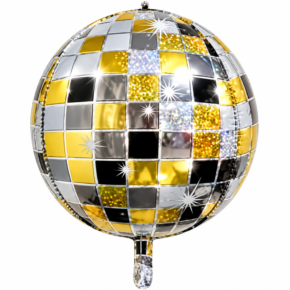 22 Inch Foil Balloon Black Gold Disco Balloon