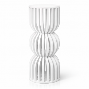 Modern Ribbed Triple Pedestal Display Stand White PVC