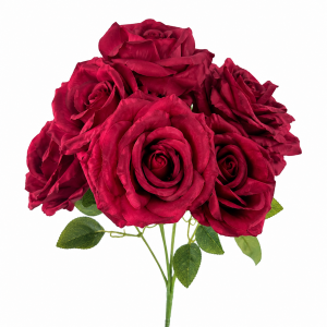 Artificial Flower Rose Bunch Burgundy (7 heads)