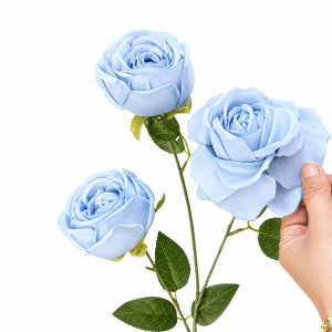 Artificial Round Rose Baby Blue