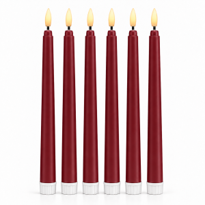 LED Flameless Tapper Candles Burgundy  (6pcs)