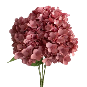 Artificial Big Hydrangea Bunch Oldrose (5 heads)