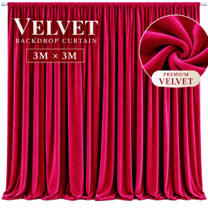 Velvet Backdrop Curtain Burgundy (3m*3m)