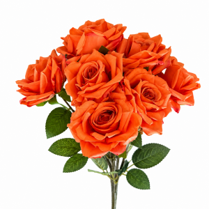 Artificial Rose Bunch Dark  Orange (7 heads)