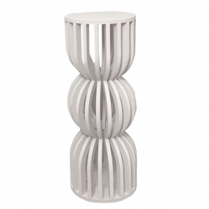 Modern Ribbed Triple Pedestal Display Stand White PVC