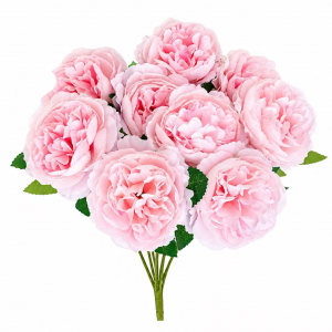 Artificial Peony Bunch Pink (9  heads)