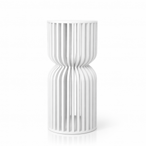 Modern Ribbed Pedestal Display Stand White PVC