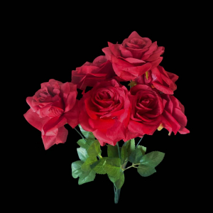 Artificial Flower Rose Bunch Dark Red (9 Roses)